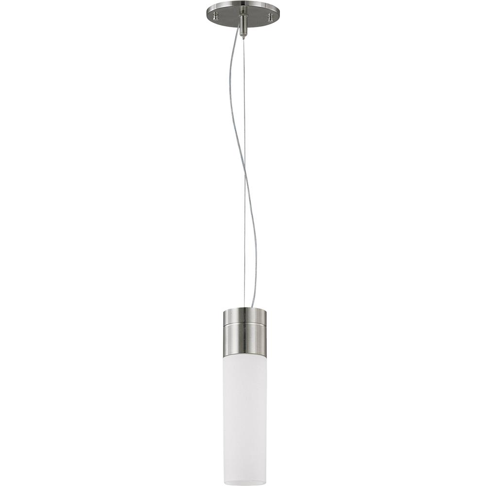 Nuvo Lighting 60/3951  Link ES - 1 Light Tube Pendant with White Glass - (1) 13w GU24 Lamp Included in Brushed Nickel Finish